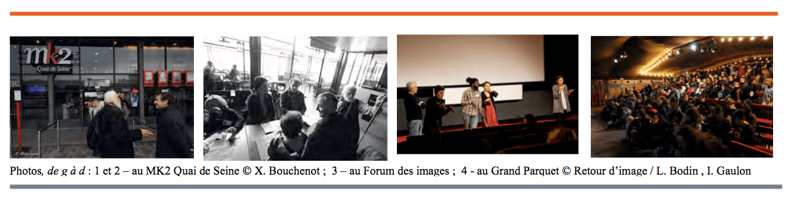 Photos des séances au MK2 Quai de Scène, Forum des images.
