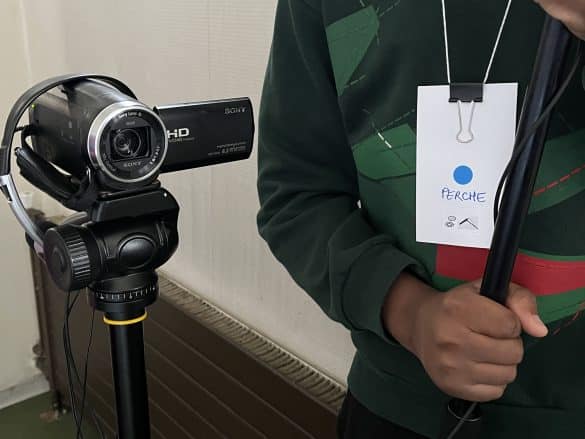 Photo de l'atelier de réalisation au collège Issaurat de Créteil, dans le cadre du dispositif "Inclusion au cinéma"